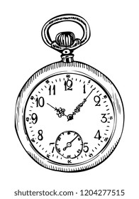 Pocket Clock Vector Sketch Illustration