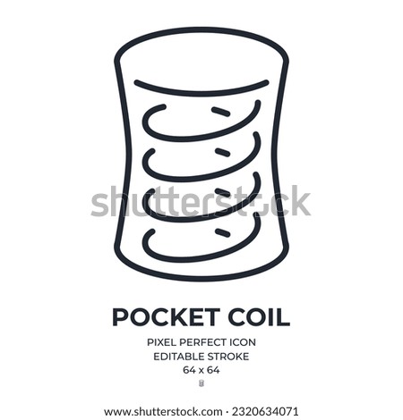 Pocket coil editable stroke outline icon isolated on white background flat vector illustration. Pixel perfect. 64 x 64.