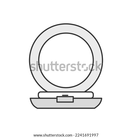 Pocket compact powder makeup cosmetic woman cartoon illustration vector.