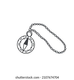 Pocket compass outline icon. Simple linear sketch vector illustration