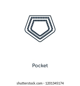 Pocket concept line icon. Linear Pocket concept outline symbol design. This simple element illustration can be used for web and mobile UI/UX.