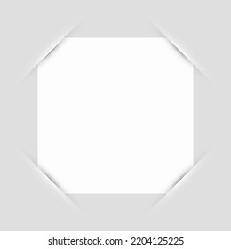 Pocket corners paper photo frame vector template. Square frame with cun in paper porket corners. Photo space. Retro border frame. svg