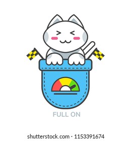 Pocket cute cat asian emoji icon for full on mood