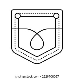 vector de icono de línea de denim de bolsillo. signo de negación de bolsillo. símbolo de contorno aislado ilustración negra
