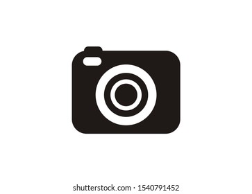 Pocket digital camera. Simple icon in black and white.