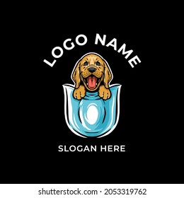 Pocket Dog Logo Design Vector