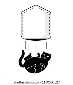 Pocket fat cat for t-shirt design. Falling cat out of pocket. Vector illustration. svg
