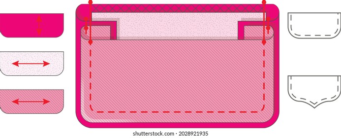 pocket flap, vector, clothing sewing scheme