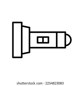 Pocket flashlight icon line isolated on white background. Black flat thin icon on modern outline style. Linear symbol and editable stroke. Simple and pixel perfect stroke vector illustration