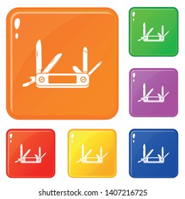 Pocket flashlight icons set collection vector 6 color isolated on white background