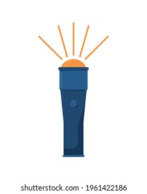 Pocket flashlight. Light source. Electric lamp battery powered. Pocket flashlight.  Vector