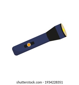 Pocket flashlight. Light source for individual use. For luminous flux, beam focusing. Lighting objects in the dark. Electric lamp battery powered. Vector