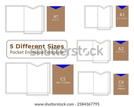 Pocket folding Envelope Dieline Template