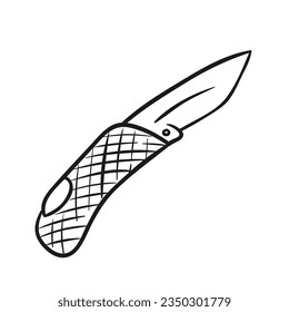 Pocket folding knife. Hand drawn vector illustration