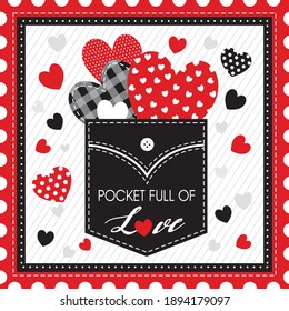 Pocket full of love illustration for valentine or wedding card