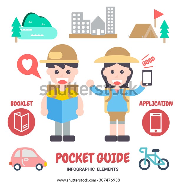 Pocket Guide booklet And Application , Vector\
Illustration. Flat Design\
Elements.