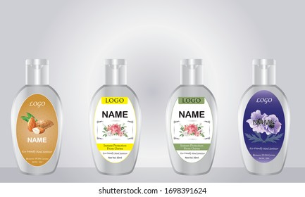 pocket hand sanitizer with label design. vector illustration 