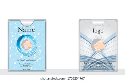 pocket hand sanitizer with label design. vector illustration 