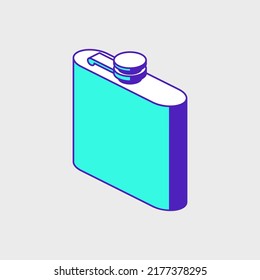 Pocket hip flask isometric vector icon illustration