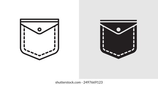 Pocket icon Black line art vector logo set