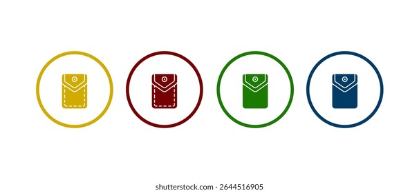 pocket icon. flat pocket, bag, or pouch vector in different color design.	