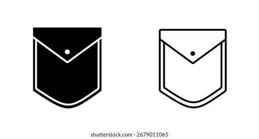 Icono de bolsillo aislado sobre fondo blanco.