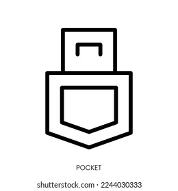 pocket icon. Line Art Style Design Isolated On White Background