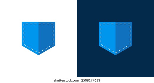 Pocket icon logo vector. Flat pattern isolated blue cotton cloth jeans fashion texture design