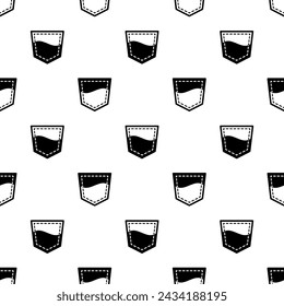 Icono De Bolsillo Patrón Sin Costura, Paño, Bolso, Equipaje, Mochila Bolsillo Ilustración Vectorial