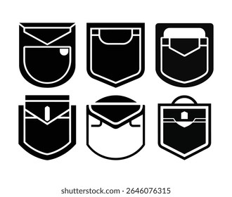 Pocket Icon Set Black Clothing Pocket Silhouette Vector Collection for Apparel and Fashion Design	