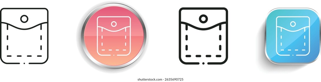 ícone pocket. Design fino, linear, regular e estilo botão isolado no fundo branco