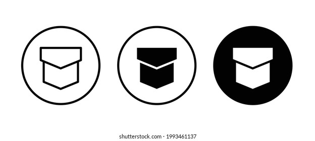 Pocket icons button, vector, sign, symbol, logo, illustration, editable stroke, flat design style isolated on white linear pictogram