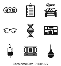 Pocket icons set. Simple set of 9 pocket vector icons for web isolated on white background