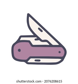 icono simple de doodle vectorial de color de cuchillo de bolsillo