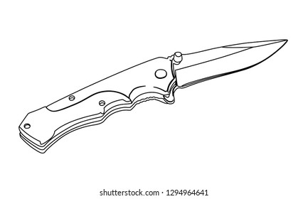 pocket knife contour vector illustration