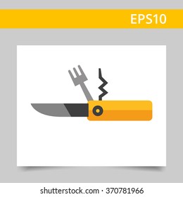 Pocket knife, fork and corkscrew