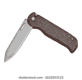 Cuchillo de bolsillo dibujado a mano Ilustración vectorial