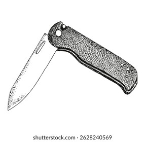Pocket knife hand drawn vector illustration