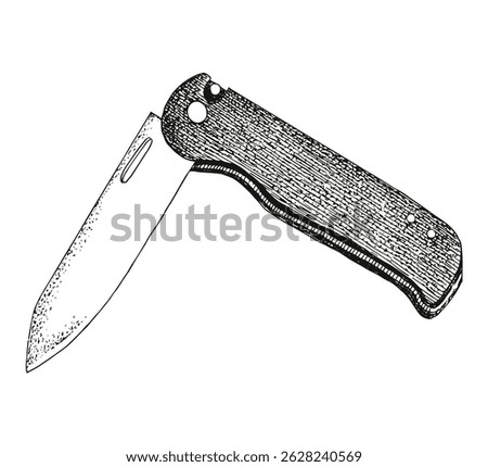 Pocket knife hand drawn vector illustration