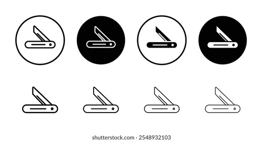 Icono de navaja de bolsillo Vector de contorno blanco y negro