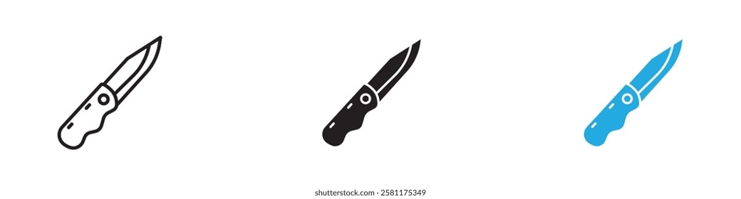 Pocket knife icon black white vector outline