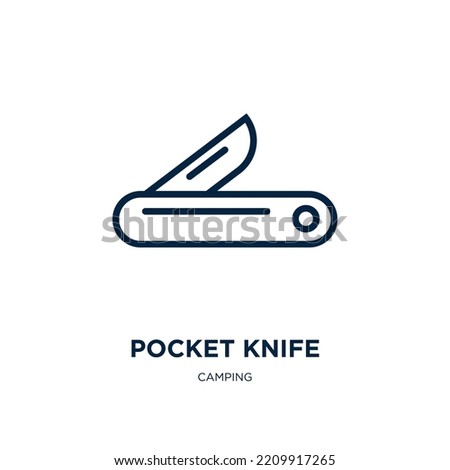 pocket knife icon from camping collection. Thin linear pocket knife, knife, pocket outline icon isolated on white background. Line vector pocket knife sign, symbol for web and mobile