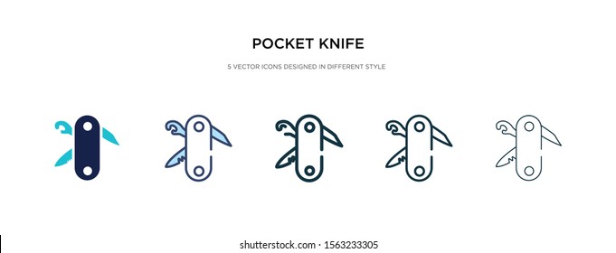 pocket knife icon in different style vector illustration. two colored and black pocket knife vector icons designed in filled, outline, line and stroke style can be used for web, mobile, ui