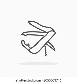 Pocket Knife Symbol. Bearbeitbarer Stroke und Pixel perfekt. Rahmenstil. Vektorgrafik.