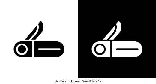 Icono de navaja de bolsillo en conjunto de Vector sólido negro plano