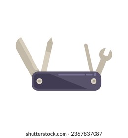 Taschenmesser Ikone flach Vektorgrafik. Army Multitool. Metallkit einzeln