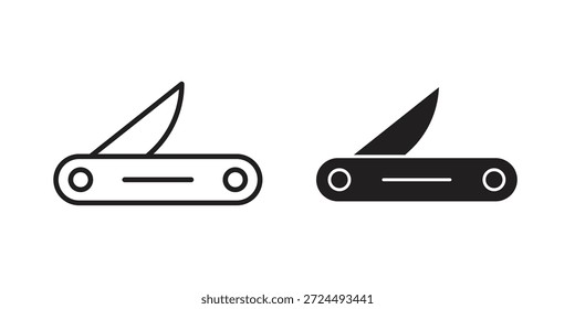 Pocket knife icon illustration, thin line vector, web design sign,
