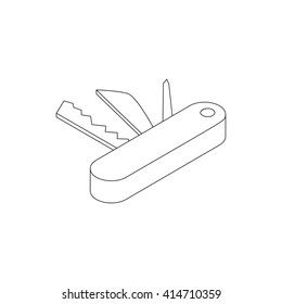 Pocket knife icon, isometric 3d style 