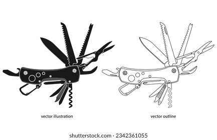 Pocket Knife icon, Multi-tool Knife of vector illustration Isolated on White Background.