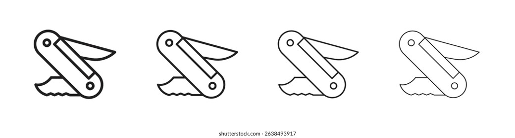 Pocket knife icon Outline sign symbol set